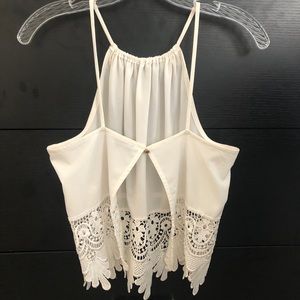 White Lace Top with open back